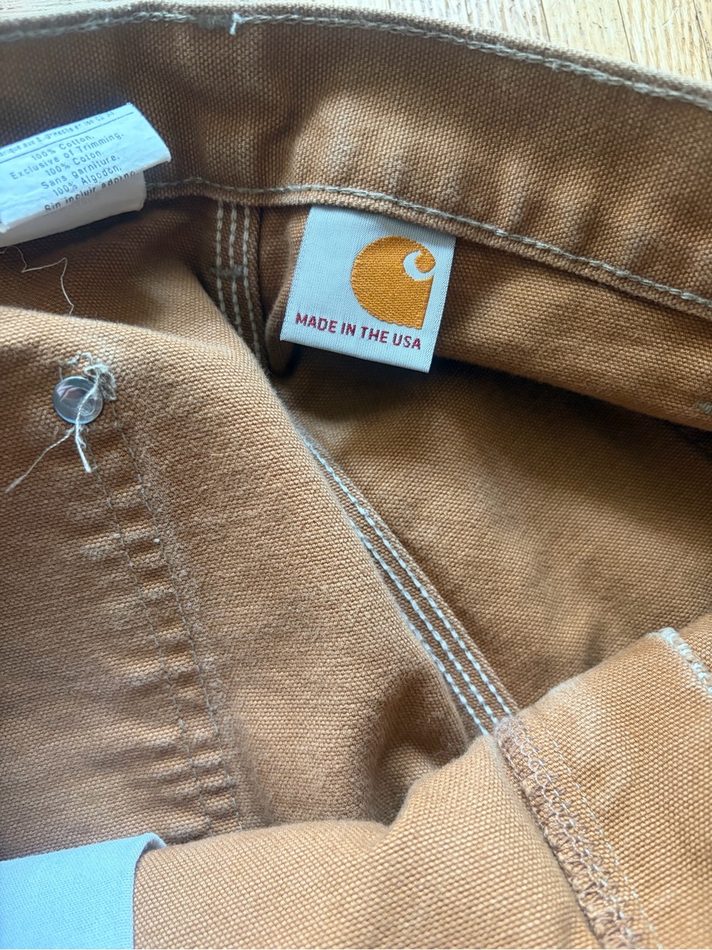 Iconic B01 Carhartt Brown Firm Duck Double-Front Dungaree 36"x30" - Picture 10 of 11
